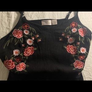 Floral embroidered black dress